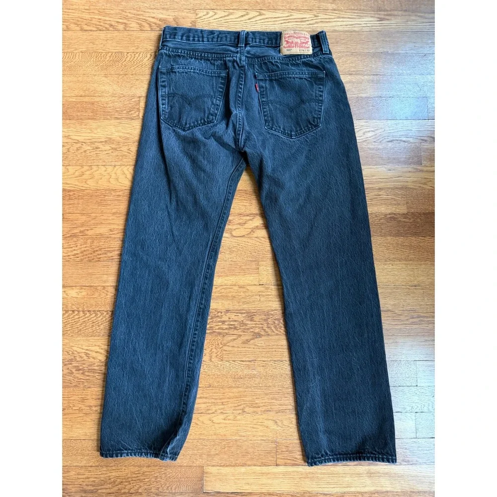 Levis 501 Original Fit Jeans Men 34x32 Faded Black Straight Leg Denim 00501-0660